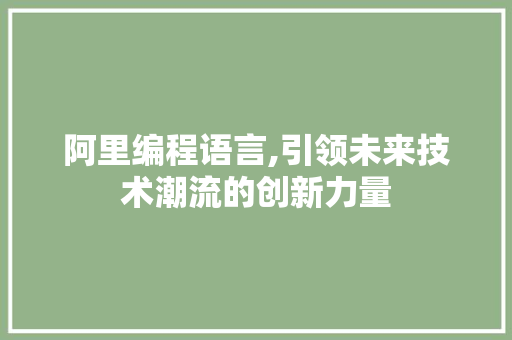 阿里编程语言,引领未来技术潮流的创新力量