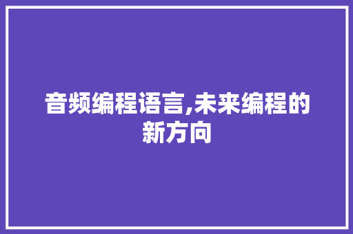 音频编程语言,未来编程的新方向