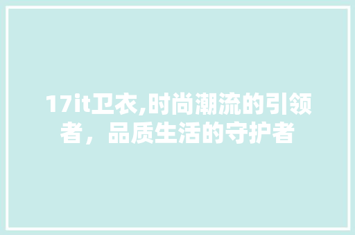 17it卫衣,时尚潮流的引领者，品质生活的守护者