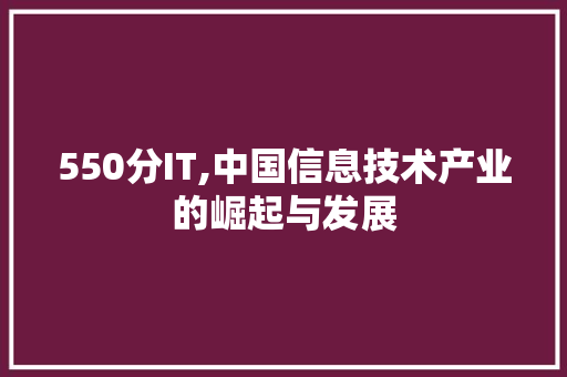 550分IT,中国信息技术产业的崛起与发展