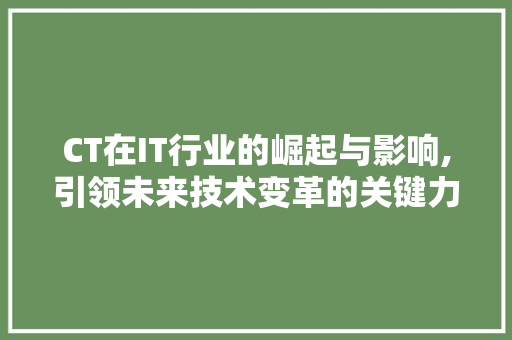 CT在IT行业的崛起与影响,引领未来技术变革的关键力量