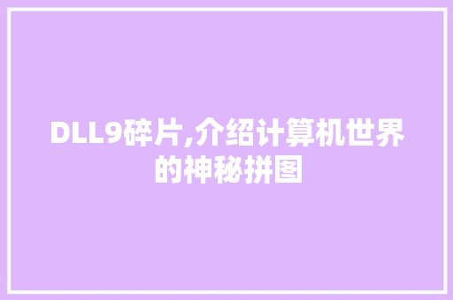 DLL9碎片,介绍计算机世界的神秘拼图