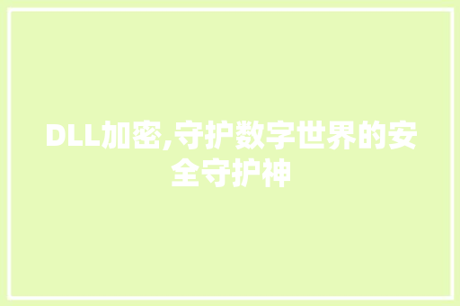 DLL加密,守护数字世界的安全守护神