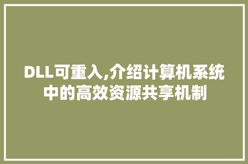 DLL可重入,介绍计算机系统中的高效资源共享机制