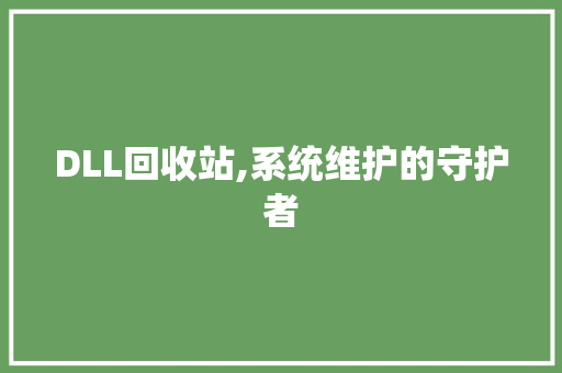 DLL回收站,系统维护的守护者