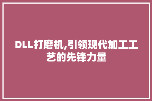 DLL打磨机,引领现代加工工艺的先锋力量 HTML