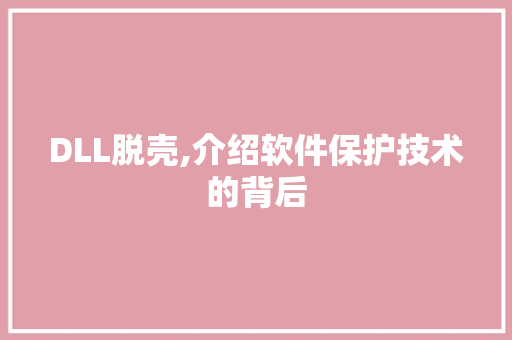 DLL脱壳,介绍软件保护技术的背后