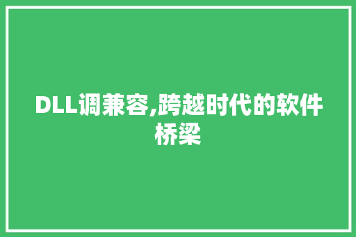 DLL调兼容,跨越时代的软件桥梁