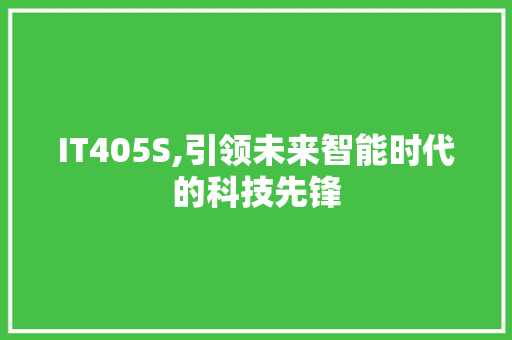 IT405S,引领未来智能时代的科技先锋