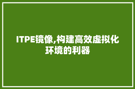 ITPE镜像,构建高效虚拟化环境的利器 HTML