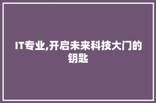 IT专业,开启未来科技大门的钥匙