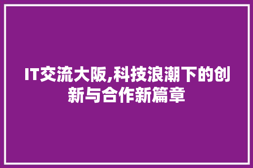 IT交流大阪,科技浪潮下的创新与合作新篇章