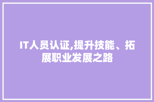 IT人员认证,提升技能、拓展职业发展之路