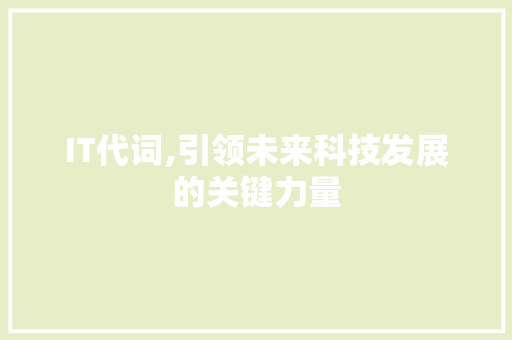 IT代词,引领未来科技发展的关键力量