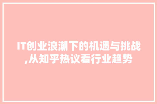 IT创业浪潮下的机遇与挑战,从知乎热议看行业趋势