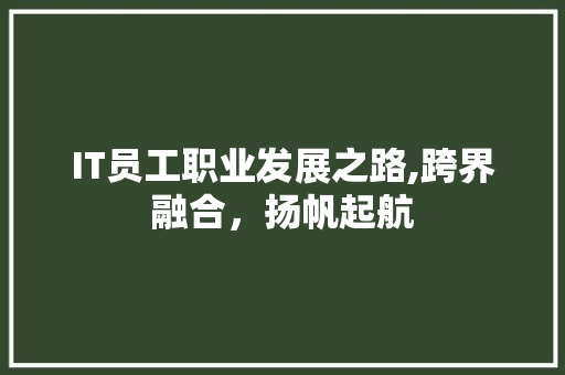 IT员工职业发展之路,跨界融合，扬帆起航