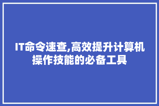 IT命令速查,高效提升计算机操作技能的必备工具