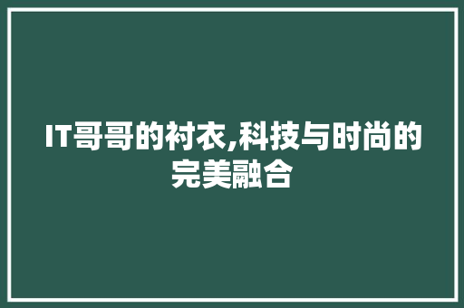 IT哥哥的衬衣,科技与时尚的完美融合