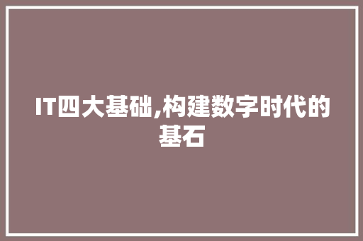 IT四大基础,构建数字时代的基石