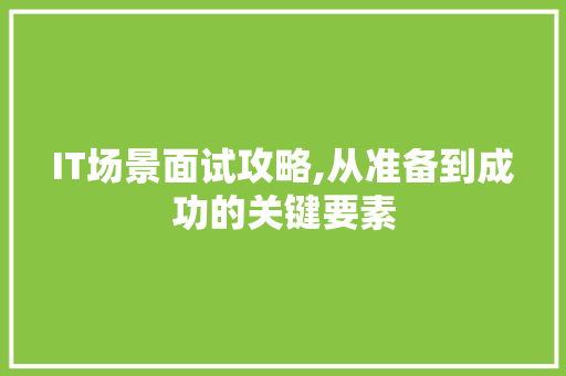 IT场景面试攻略,从准备到成功的关键要素 Java