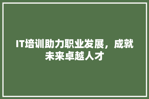 IT培训助力职业发展，成就未来卓越人才