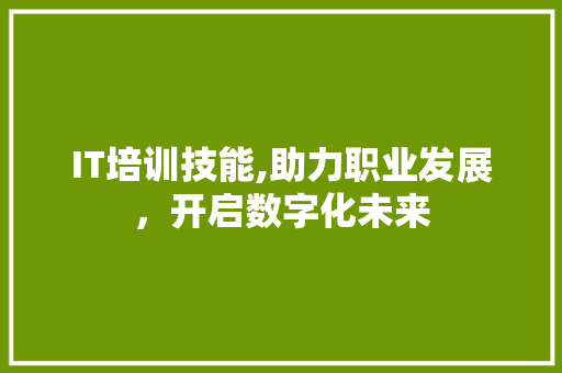 IT培训技能,助力职业发展，开启数字化未来