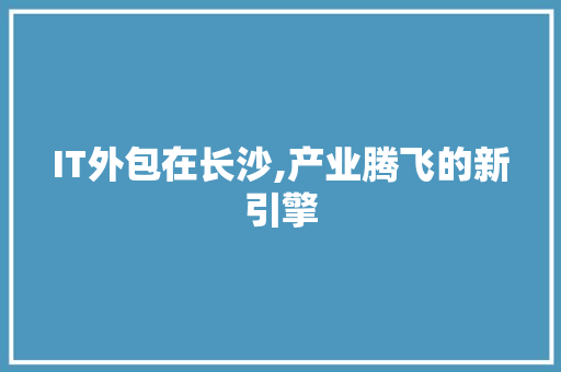 IT外包在长沙,产业腾飞的新引擎