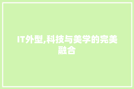 IT外型,科技与美学的完美融合