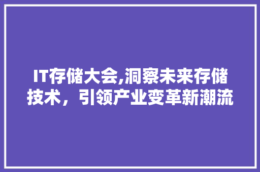 IT存储大会,洞察未来存储技术，引领产业变革新潮流