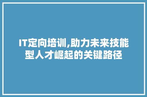 IT定向培训,助力未来技能型人才崛起的关键路径