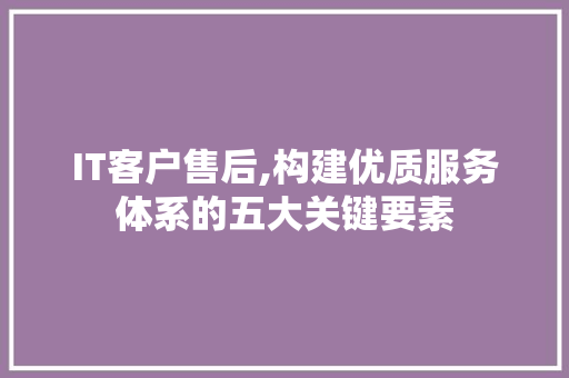 IT客户售后,构建优质服务体系的五大关键要素