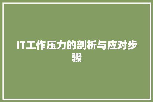 IT工作压力的剖析与应对步骤