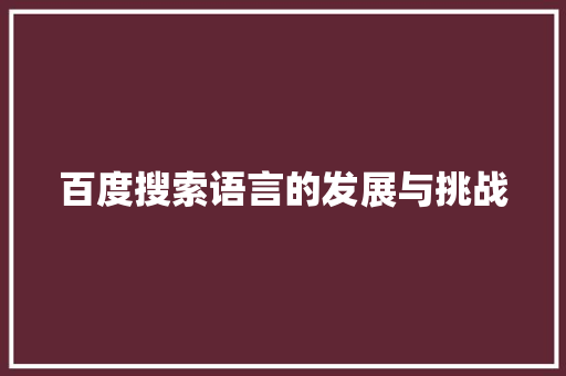 百度搜索语言的发展与挑战 CSS