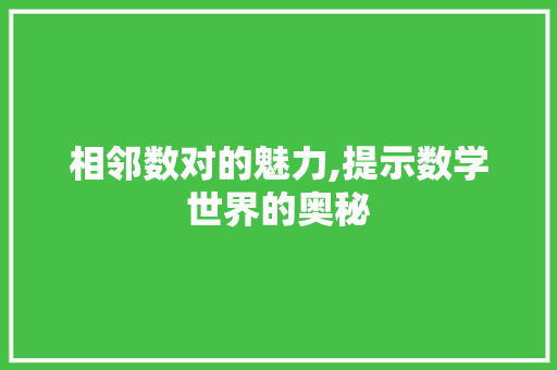 相邻数对的魅力,提示数学世界的奥秘 HTML