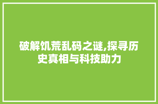 破解饥荒乱码之谜,探寻历史真相与科技助力