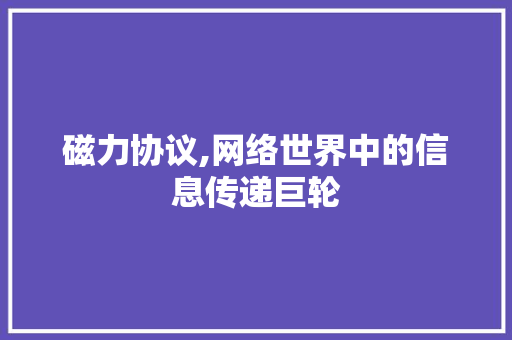 磁力协议,网络世界中的信息传递巨轮