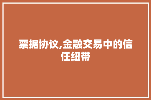 票据协议,金融交易中的信任纽带