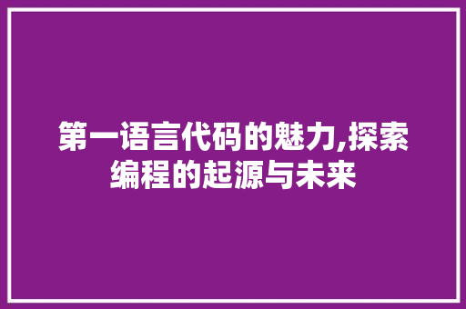 第一语言代码的魅力,探索编程的起源与未来