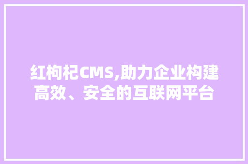 红枸杞CMS,助力企业构建高效、安全的互联网平台