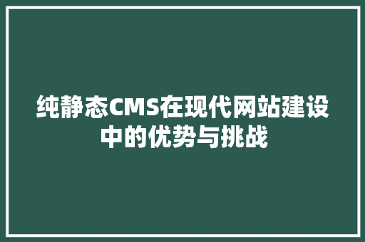 纯静态CMS在现代网站建设中的优势与挑战