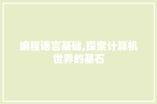 编程语言基础,探索计算机世界的基石