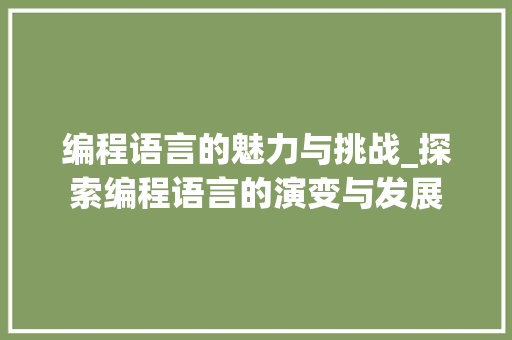 编程语言的魅力与挑战_探索编程语言的演变与发展 CSS