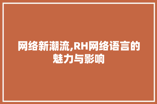 网络新潮流,RH网络语言的魅力与影响