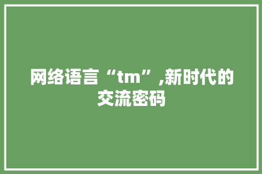 网络语言“tm”,新时代的交流密码