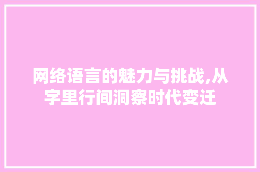 网络语言的魅力与挑战,从字里行间洞察时代变迁