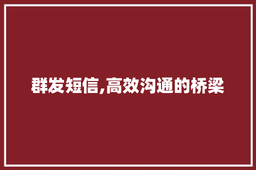 群发短信,高效沟通的桥梁