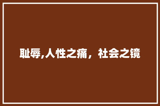 耻辱,人性之痛，社会之镜