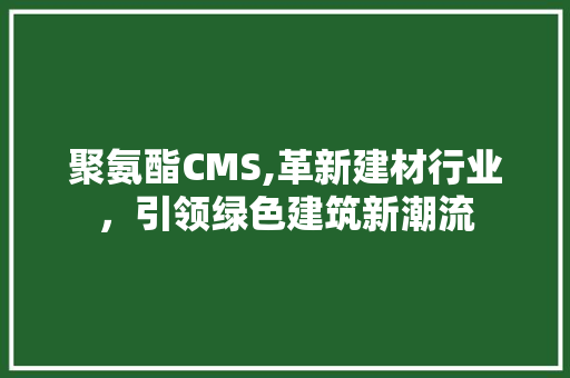 聚氨酯CMS,革新建材行业，引领绿色建筑新潮流