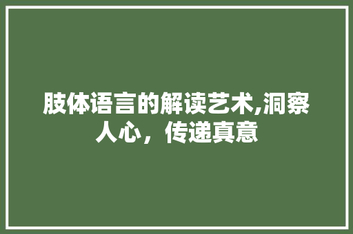 肢体语言的解读艺术,洞察人心，传递真意