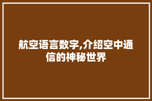 航空语言数字,介绍空中通信的神秘世界